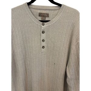 GH BASS EARTH Rock Ridge Men's Henley Long Sleeve Sweater Beige Size XL NWT